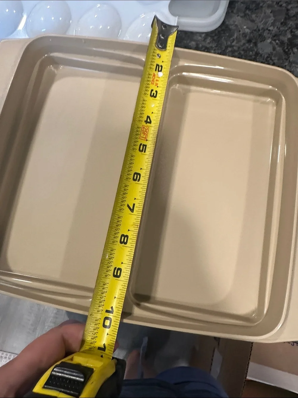 Tupperware Beige Egg Organizer with White Trays and Lid
